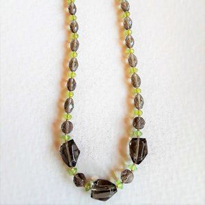 💚Hand Crafted Smoky Quartz, Citrine, Glass Necklace💚